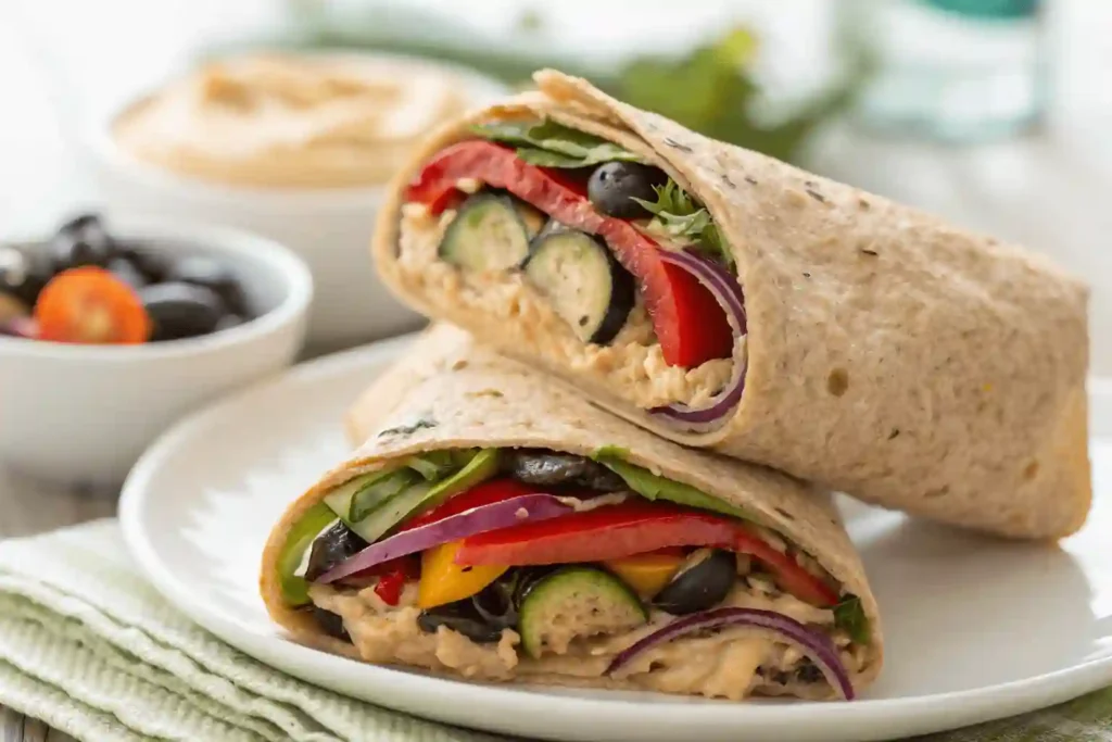 Fresh Grilled Veggie Wrap with Hummus and Whole Wheat Tortilla