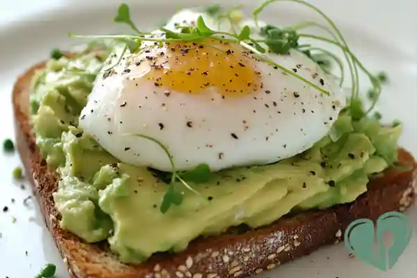 Whole grain toast with avocado and poached egg for a diabetic breakfast
