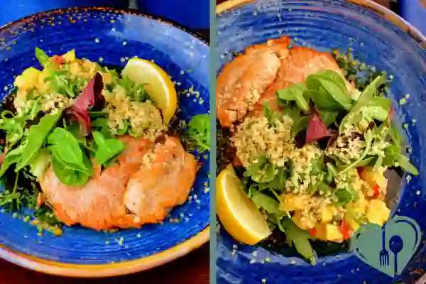 Diabetic-friendly tuna quinoa salad with leafy greens, lemon, and olive oil