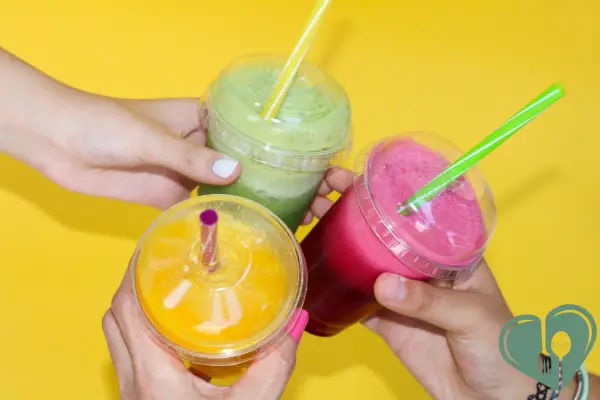 Colorful fruit smoothies high in sugar that can spike blood glucose levels