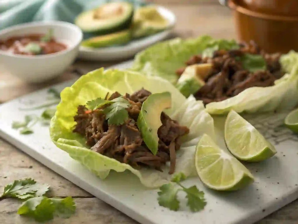 Crockpot Shredded Beef Lettuce Wraps