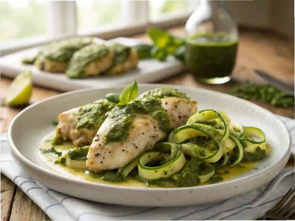 Crockpot Pesto Chicken with Zucchini