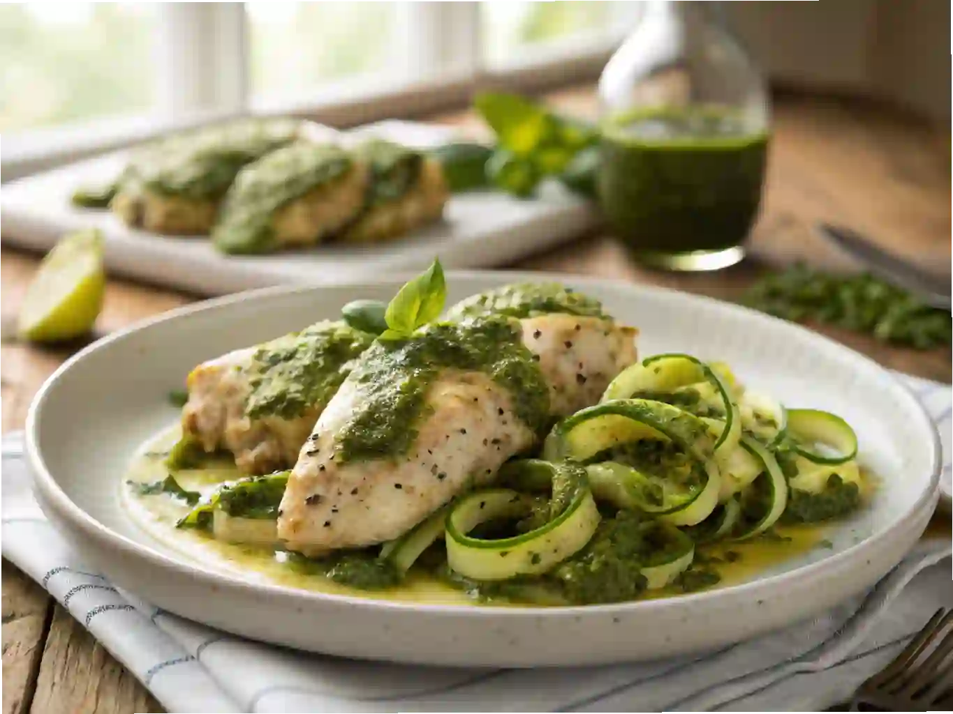 Crockpot Pesto Chicken with Zucchini