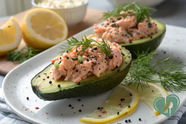 Salmon-Stuffed Avocado (Diabetes-Friendly Healthy Fat Lunch)