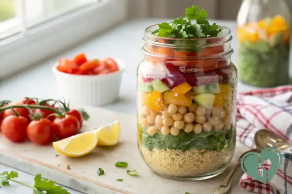 Chickpea Quinoa Salad Jar (Meal Prep for Diabetics)