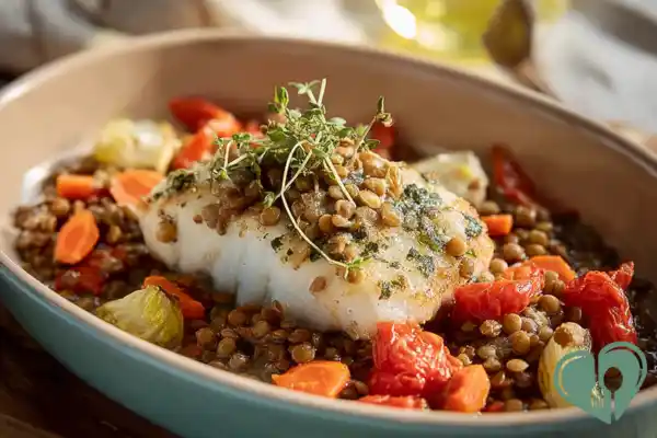 Baked Cod with Lentils