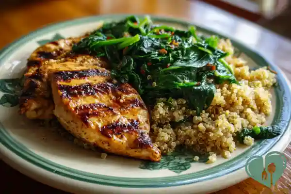Grilled Chicken with Quinoa and Spinach
