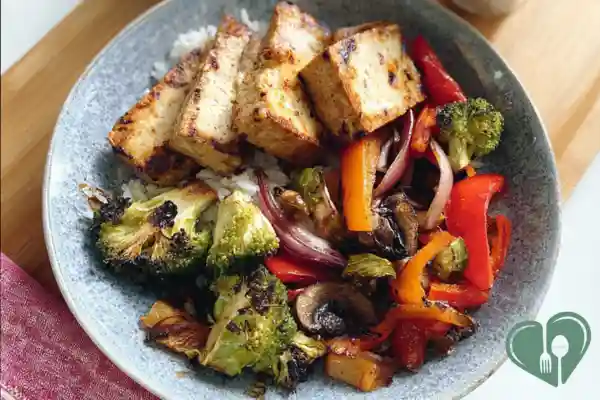 Pan Seared Tofu with Roasted Vegetables