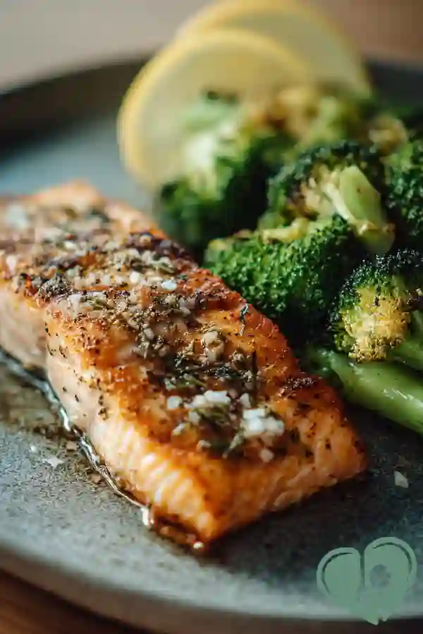 Baked salmon and broccoli