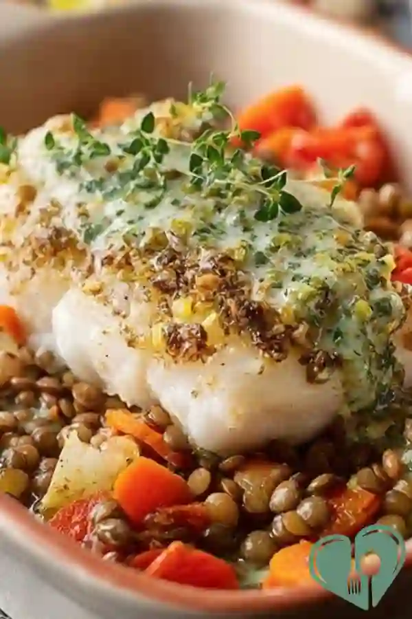 Cod with lentils