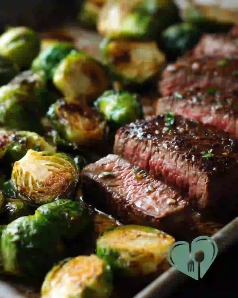 Sheet pan steak with roasted Brussels sprouts