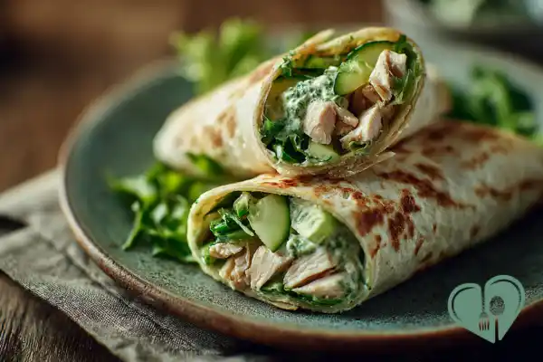 Cucumber Chicken Green Goddess Wrap