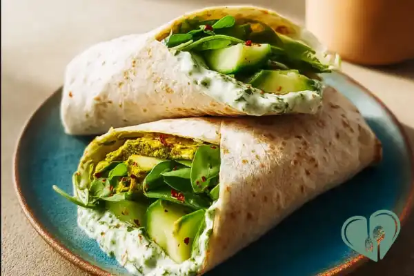 Homemade cucumber avocado wraps with fresh avocado and crunchy cucumber.