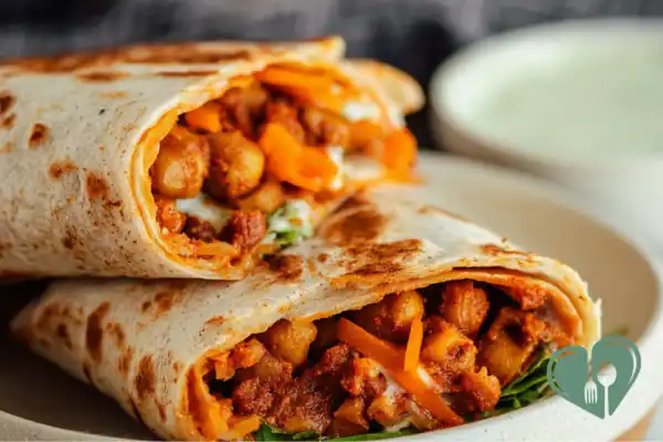 Roasted Buffalo Chickpea Wraps (High-Fiber Option)